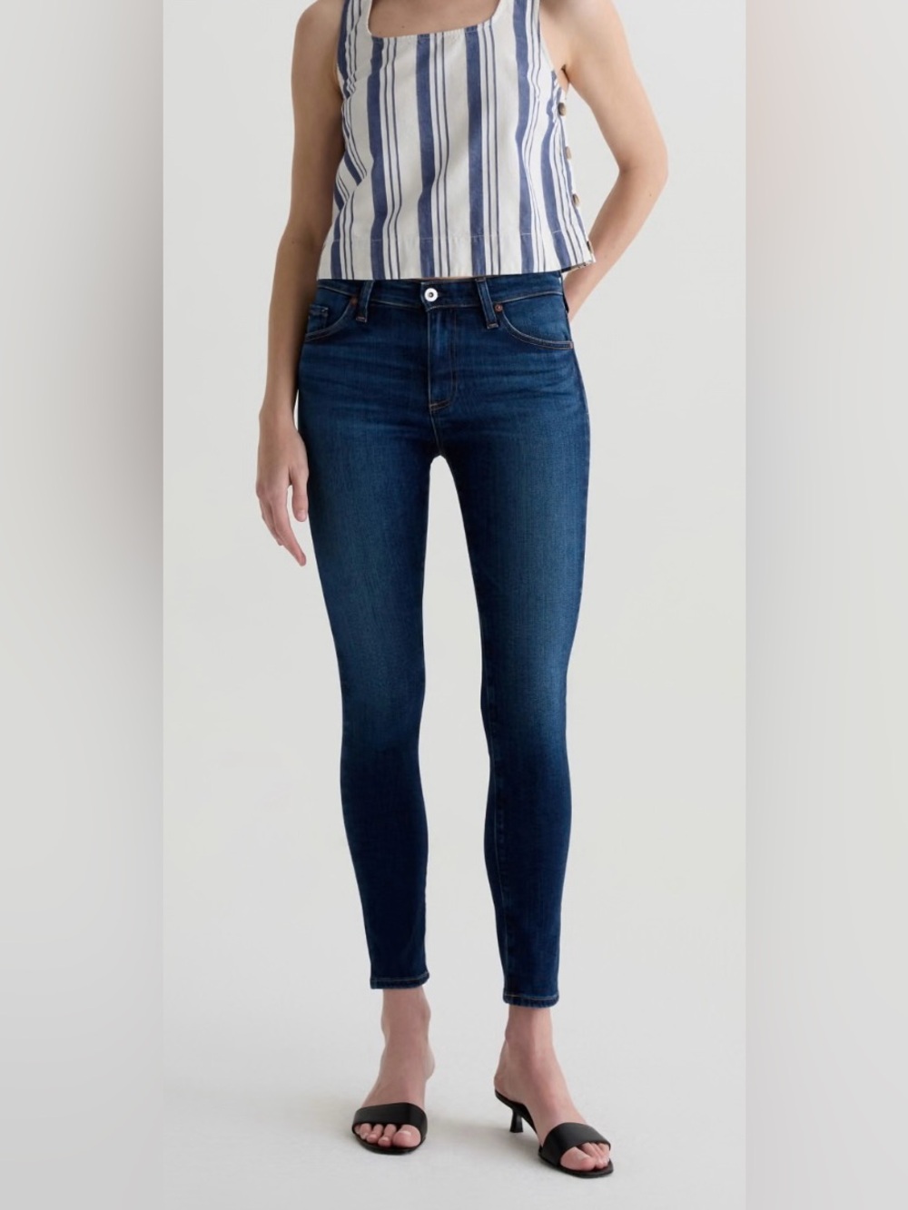 Ag Adriano Goldschmied Dark Blue Skinny Ankle Jeans